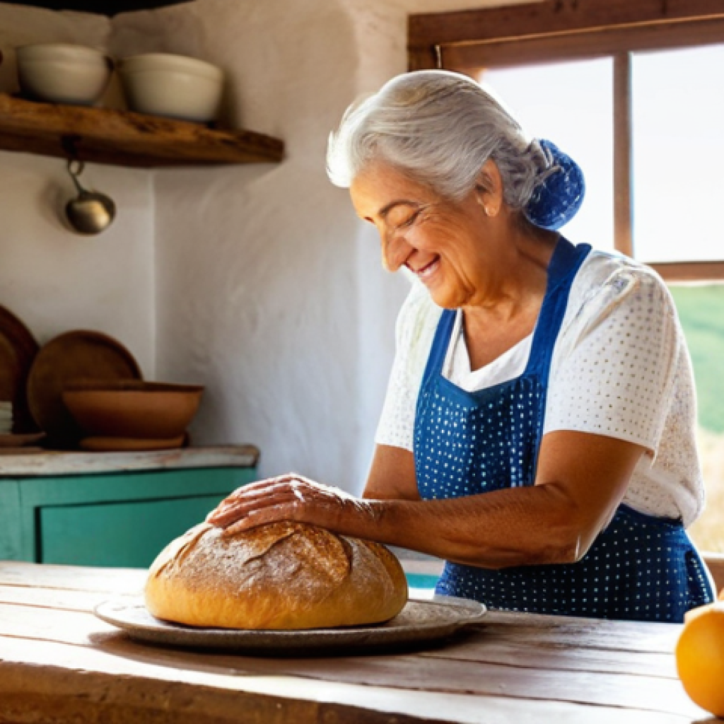 농촌관광지도사 강의자료 준비법 - **Prompt:** A heartwarming scene set in a sun-drenched, traditional Portuguese rural kitchen, featur...