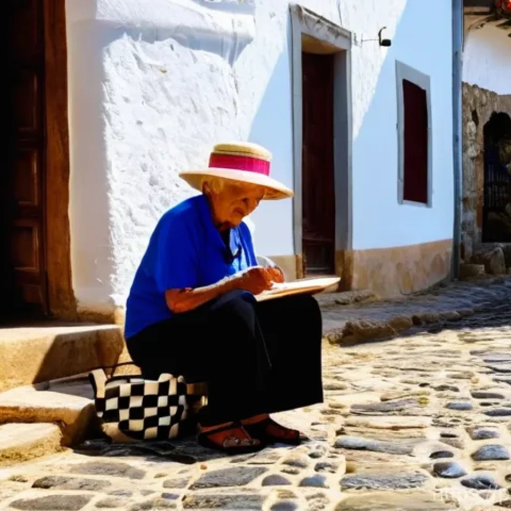 농촌관광지도사와 지역관광 발전 - **A Genuine Cultural Exchange in a Portuguese Village**
    A sunny, vibrant scene in a charming, tr...